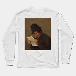 Bust of an Old Peasant Reading a Paper by Adriaen van Ostade Long Sleeve T-Shirt